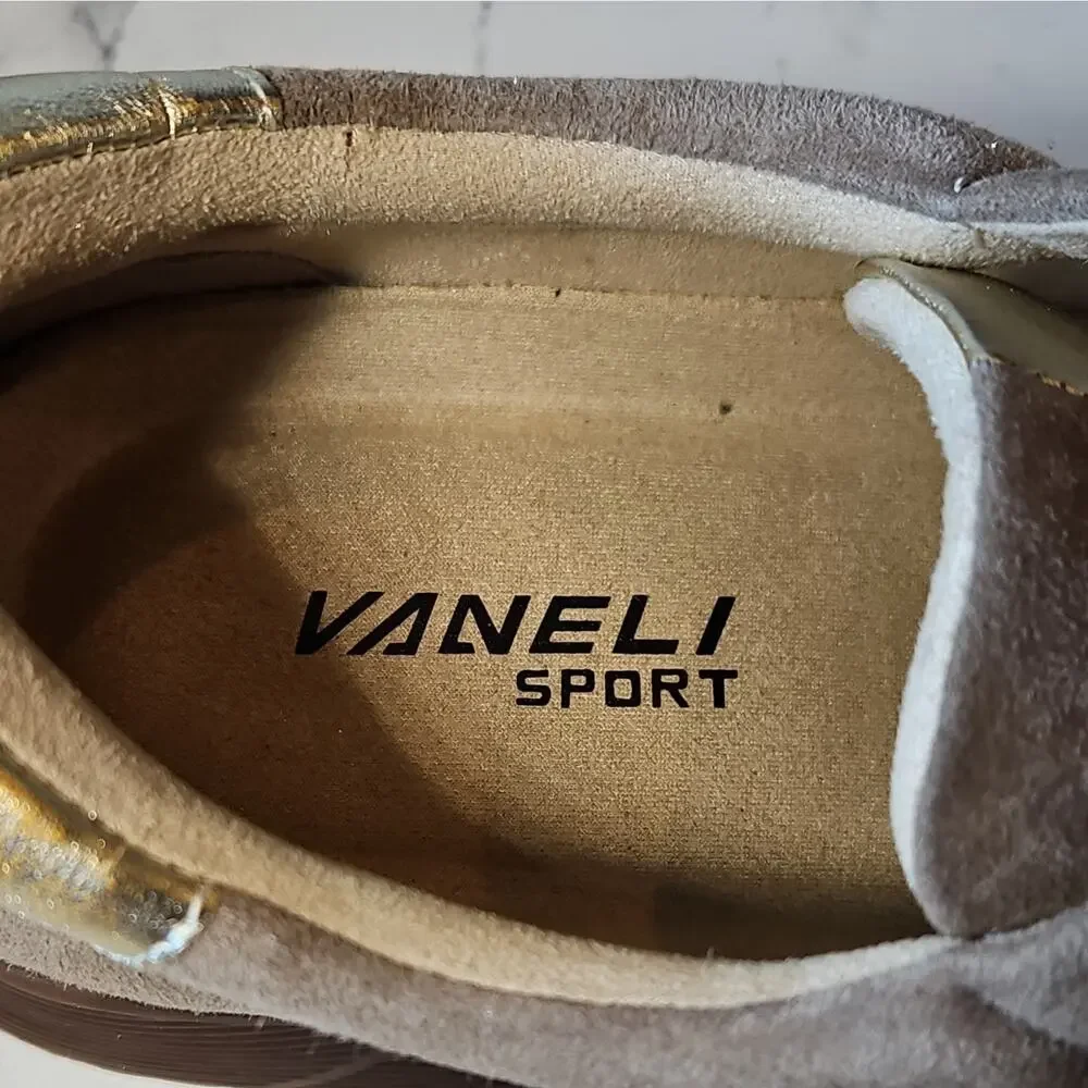 Vaneli Sport Suede Slip On Sneakers Brown And Gold Womens US 11w